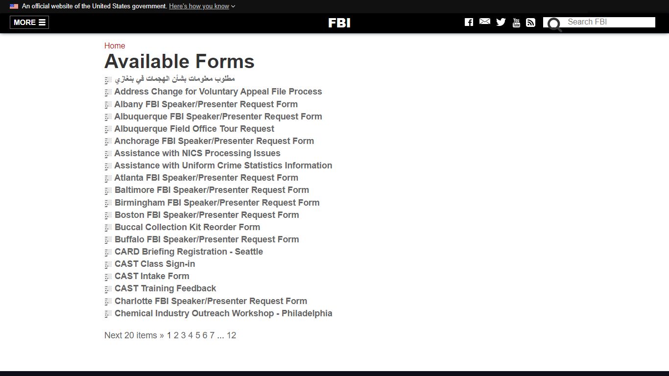 Information * Denotes Required Fields - FBI